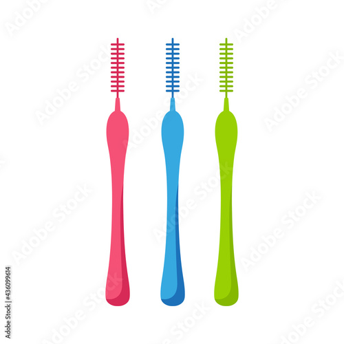 cartoon illustration of interdental brushes isolated on white