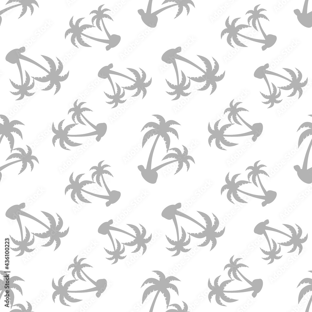 Fototapeta premium Tropical seamless pattern with palm trees on white background. Summer holidays. Vector illustration.