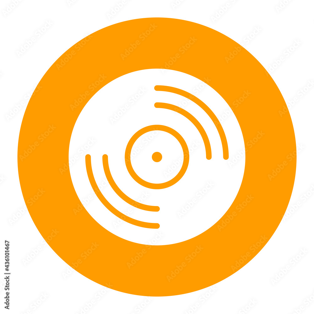 Vinyl record, lp record vector white glyph icon Vinyl record, lp record vector white glyph icon