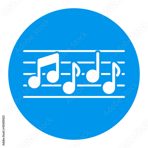 Stave and music notes vector white glyph icon