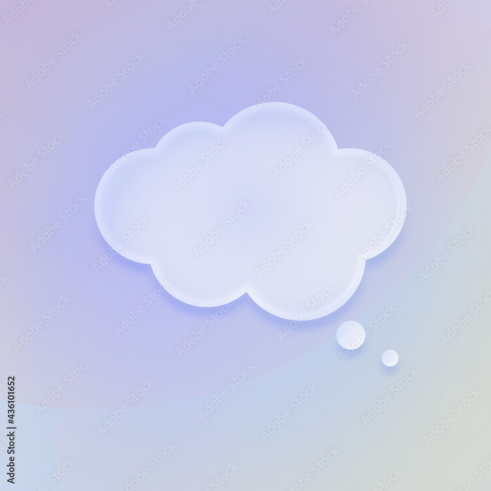 Glassmorphism - transparentny dymek czatu z oszronionego szkła na pastelowym gradientowym tle. Dialog, rozmowa. Ilustracja dla social media story, internetowe projekty, aplikacje mobilne.	