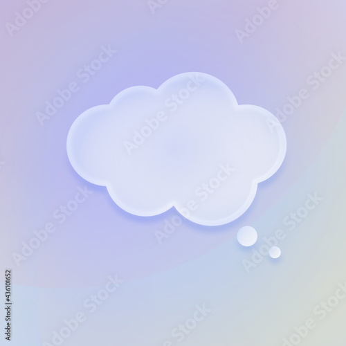 Glassmorphism - transparentny dymek czatu z oszronionego szkła na pastelowym gradientowym tle. Dialog, rozmowa. Ilustracja dla social media story, internetowe projekty, aplikacje mobilne. 