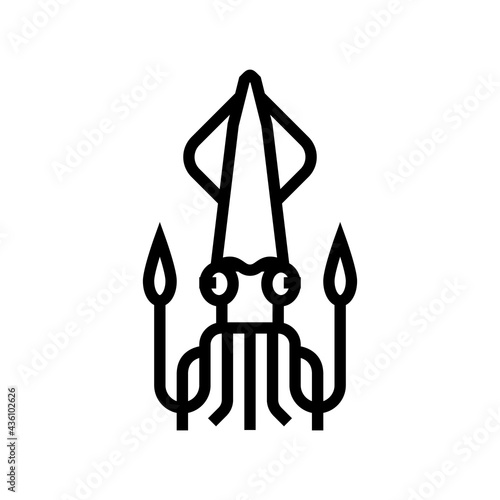 cephalopod squid ocean line icon vector. cephalopod squid ocean sign. isolated contour symbol black illustration