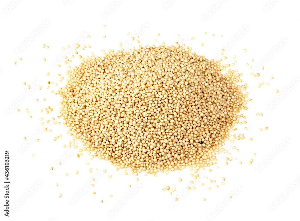 pile of amaranth grains closeup on white pile of amaranth grains closeup on white