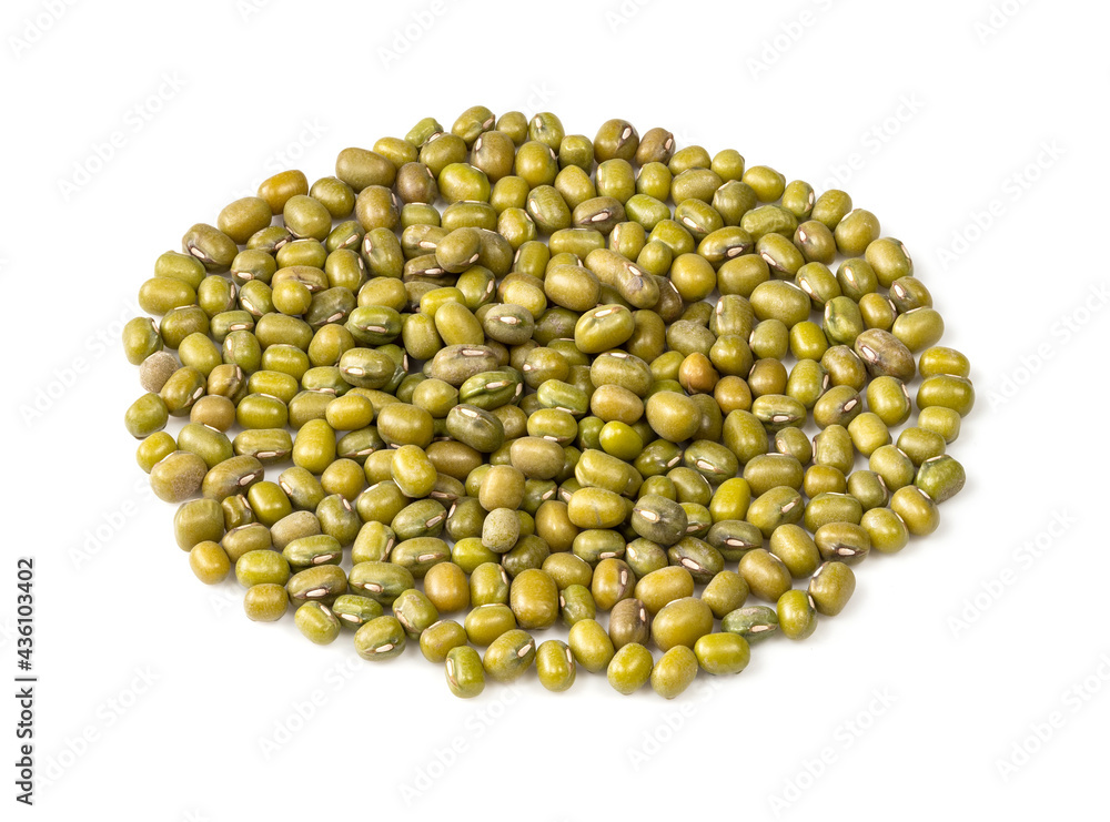 pile of green mung bean closeup on white pile of green mung bean closeup on white