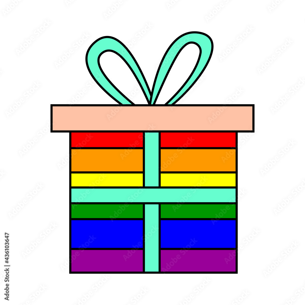 LGBT present box isolated on white background. Happy Pride Day. LGBTQ concept. Human rights and tolerance. Vector cartoon illustration. LGBT present box isolated on white background. Happy Pride Day. LGBTQ concept. Human rights and tolerance. Vector cartoon illustration.