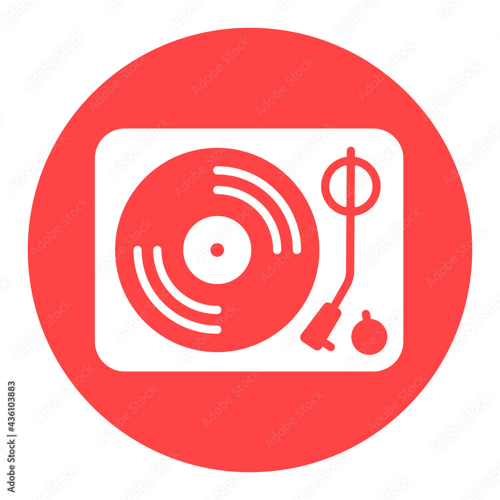 Vinyl record player vector flat white glyph icon Vinyl record player vector flat white glyph icon