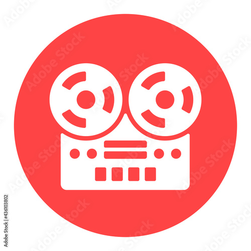 Vintage bobbin tape player recorder device icon