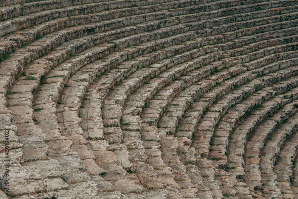 Ancient Roman amphitheater made of stone under the open sky in Pamukkale in Turkey Ancient Roman amphitheater made of stone under the open sky in Pamukkale in Turkey