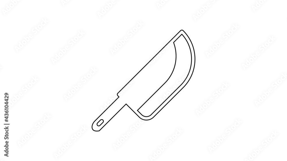 Black line Knife icon isolated on white background. Cutlery symbol. Happy Halloween party. 4K Video motion graphic animation Black line Knife icon isolated on white background. Cutlery symbol. Happy Halloween party. 4K Video motion graphic animation