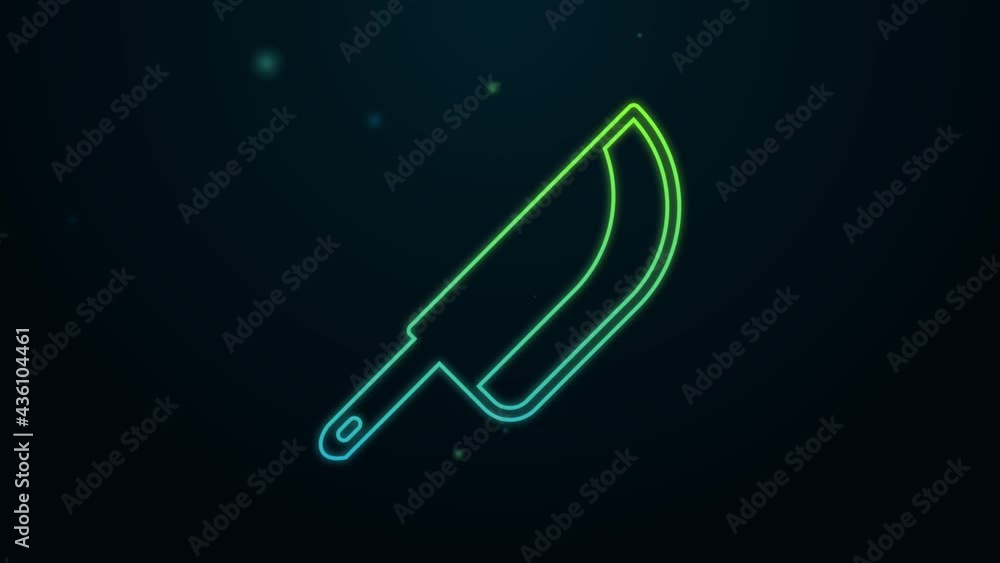 Glowing neon line Knife icon isolated on black background. Cutlery symbol. Happy Halloween party. 4K Video motion graphic animation Glowing neon line Knife icon isolated on black background. Cutlery symbol. Happy Halloween party. 4K Video motion graphic animation