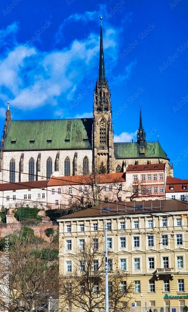 Cathedral of Saints Peter and Paul in Brno old city in the Czech Republic. Historic center and buildings. Europe