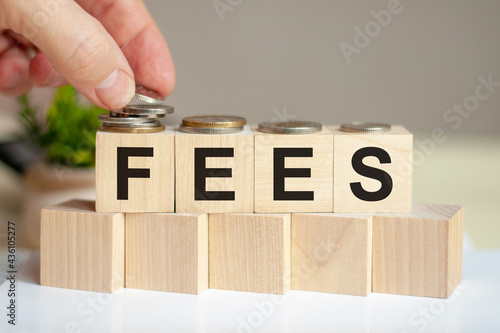 fees letters written on wooden toy blocks, business concept photo