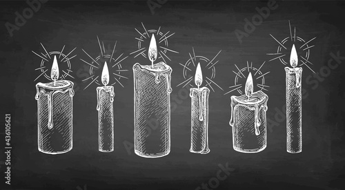 Chalk sketch of burning candles.