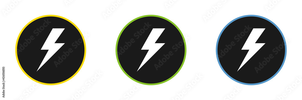 Set of electrical lightning logo designs. Thunder icons. Modern flat style. Set of electrical lightning logo designs. Thunder icons. Modern flat style.