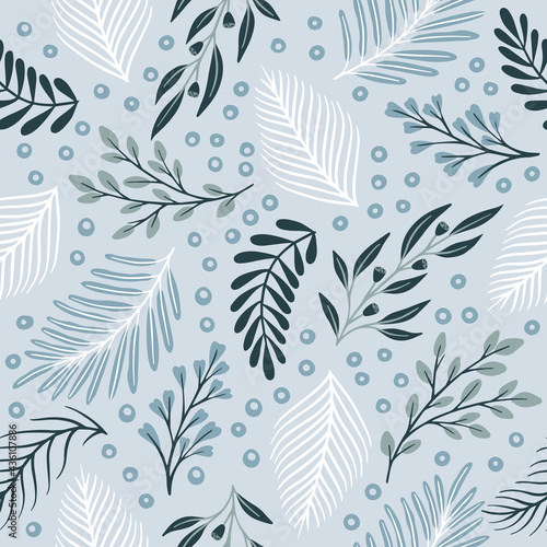 Garden flower  plants  botanical  seamless pattern vector design for cover  fabric  interior decor. Cute pattern with plant branch.