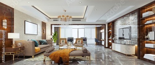 3d render of modern living room