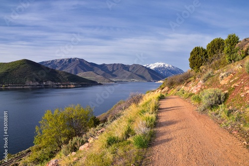 Canvas Print Deer Creek Reservoir Dam Trailhead hiking trail  Panoramic Landscape views by Heber, Wasatch Front Rocky Mountains