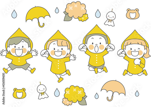 合羽でジャンプする子供たち2
