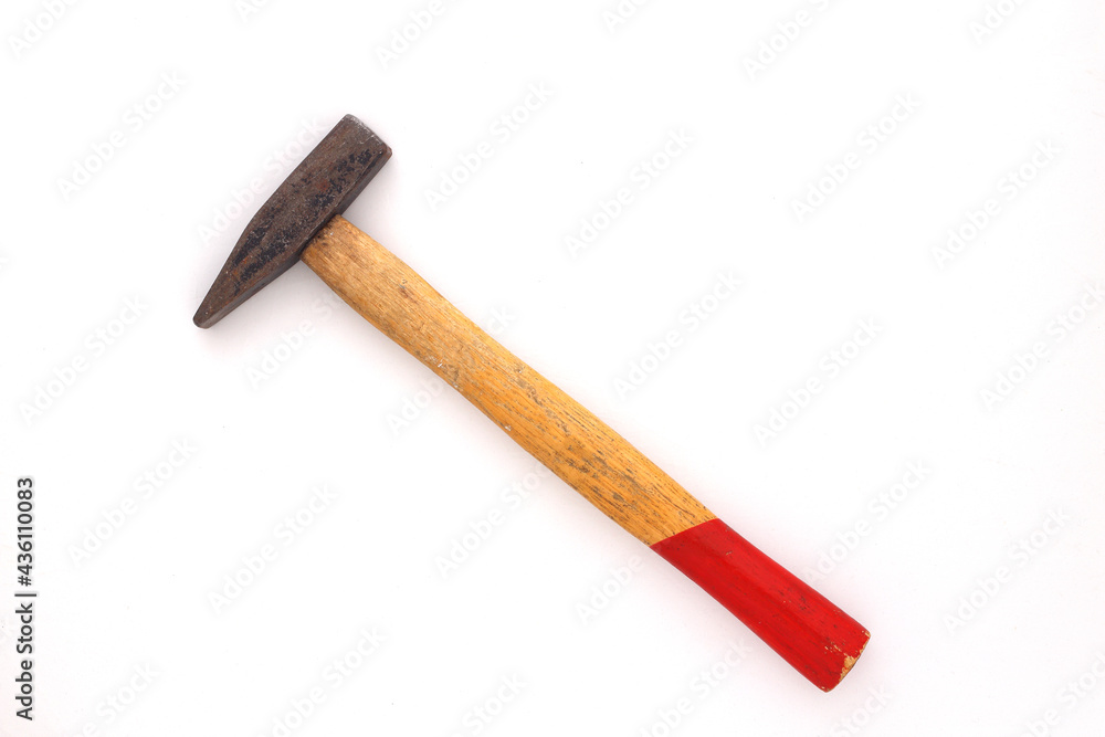 Old rusty hammer isolated on white background. Old rusty hammer isolated on white background.