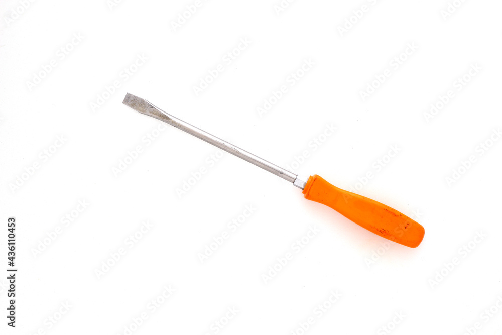 Fototapeta premium Screwdriver with rubber handle on white background.