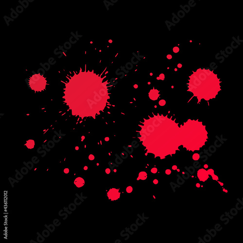 drops of blood on a black background, element for design