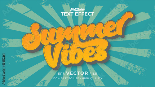 Editable text style effect - retro summer vibes text in grunge style theme