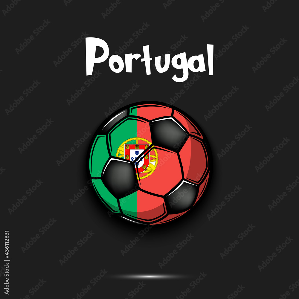 Soccer ball with Portugal national flag colors