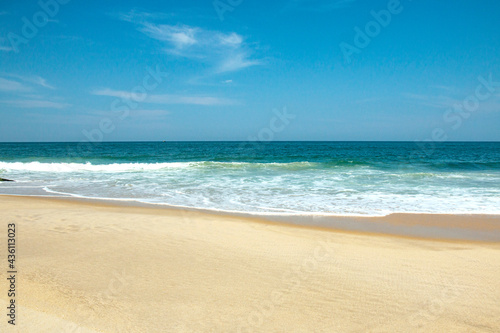 Sea sand sky concept. Wonderful scenery of the tropical beach. Summer vacation.