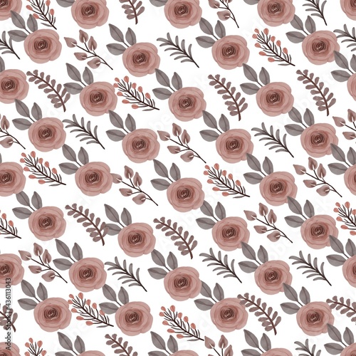 Seamless pattern of buds and peach roses for fabric design