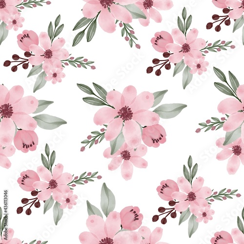Fototapeta Naklejka Na Ścianę i Meble -  Seamless pattern of  pink bouquet for fabric design. pink flower bouquet background