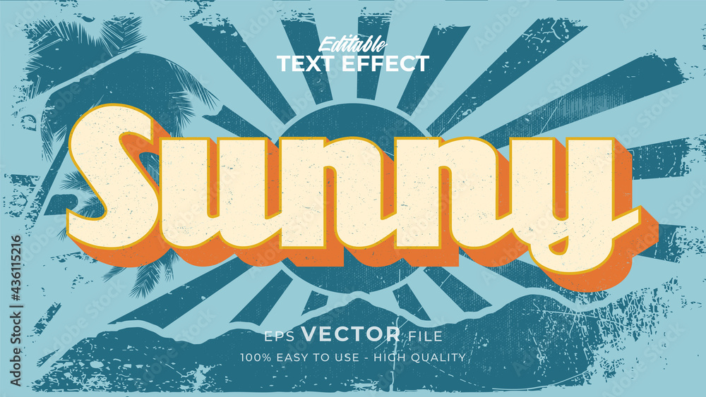 Obraz premium Editable text style effect - retro summer text in grunge style theme