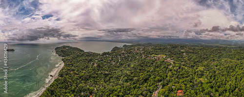 Beautiful aerial view of Manuel Antonio National Park and its magnificent beach in Quepos Costa Rica 