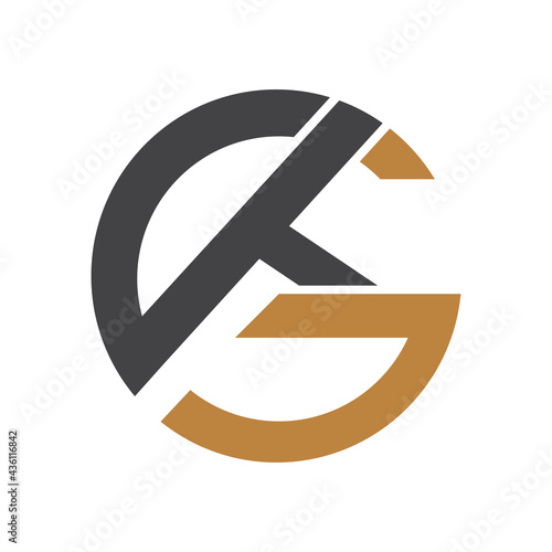 KG, GK, Abstract initial monogram letter alphabet logo design