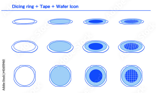 Dicing ring + Tape + Wafer Icon