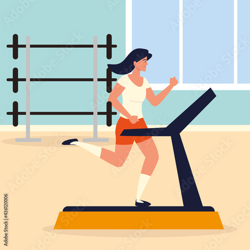 woman running on treadmill