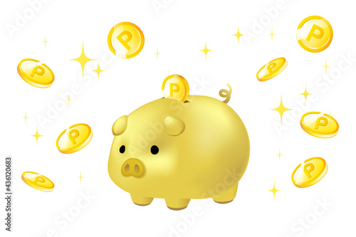 金のぶたの貯金箱とポイント