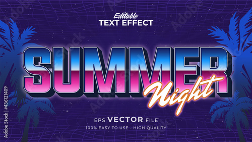 Editable text style effect - retro summer text in 80s style theme