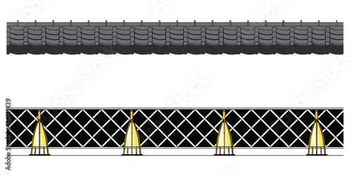 なまこ壁と竹灯りのイラスト