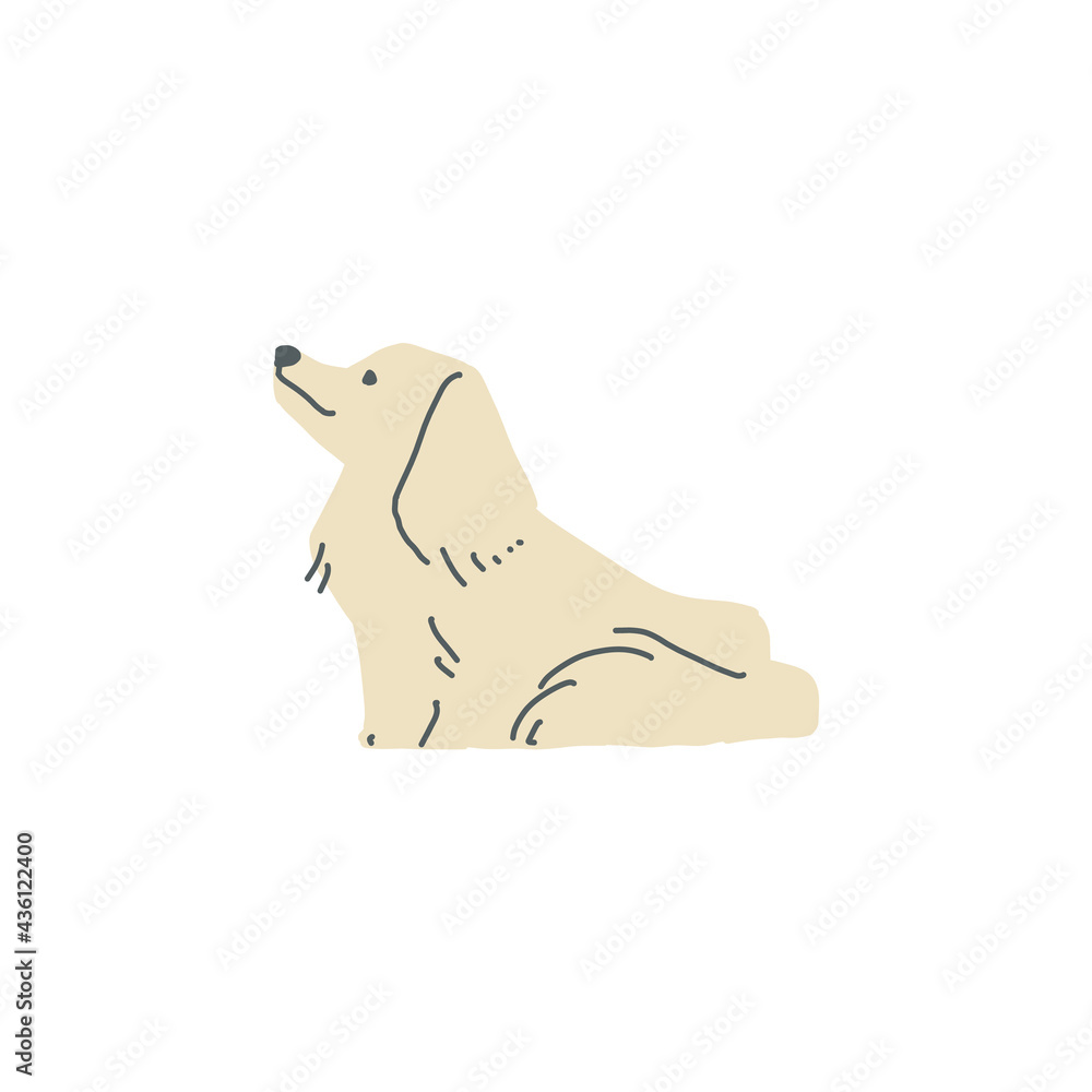 遠くの方を見ている一匹の茶色いミニチュアダックスフンドのイラスト Stock Vector Adobe Stock
