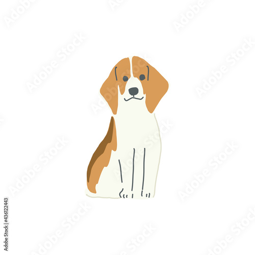お座りをしている一匹の茶色のビーグルのイラスト