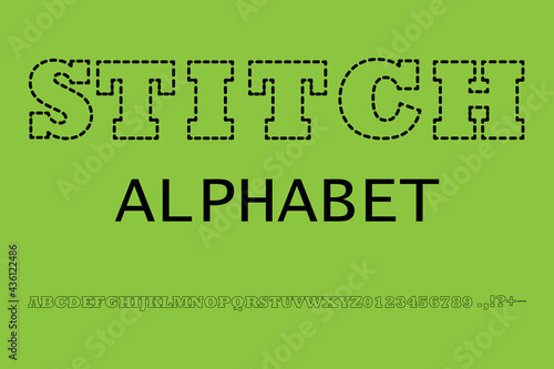 Stitch alphabet in retro style. Decoration illustration. Vector illustration. Stock image.
