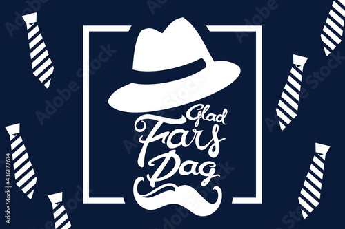 Glad Fars Dag (Translation: Happy Father's Day). Public holiday of Denmark. Suitable for greeting card, poster and banner.