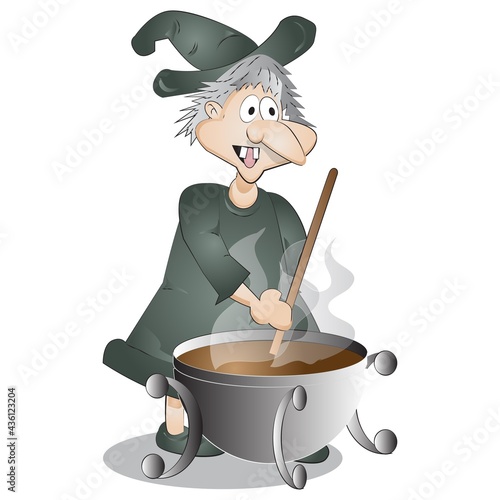 Witch Cartoon Character Vector Illuustration