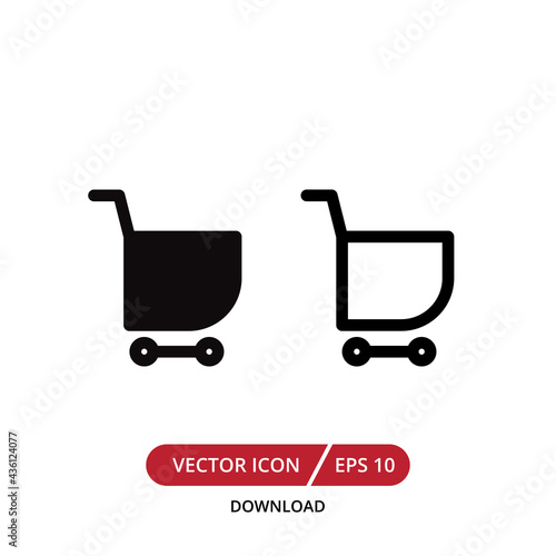 Shopping cart or shopping trolley icon Design Template. Illustration vector graphic. simple flat icon isolated on white background. Perfect for your web site design, logo, app, UI