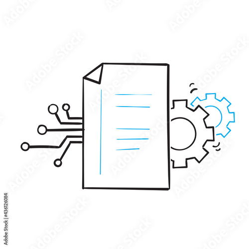 hand drawn doodle big data processing technology related illustration, isolated icon
