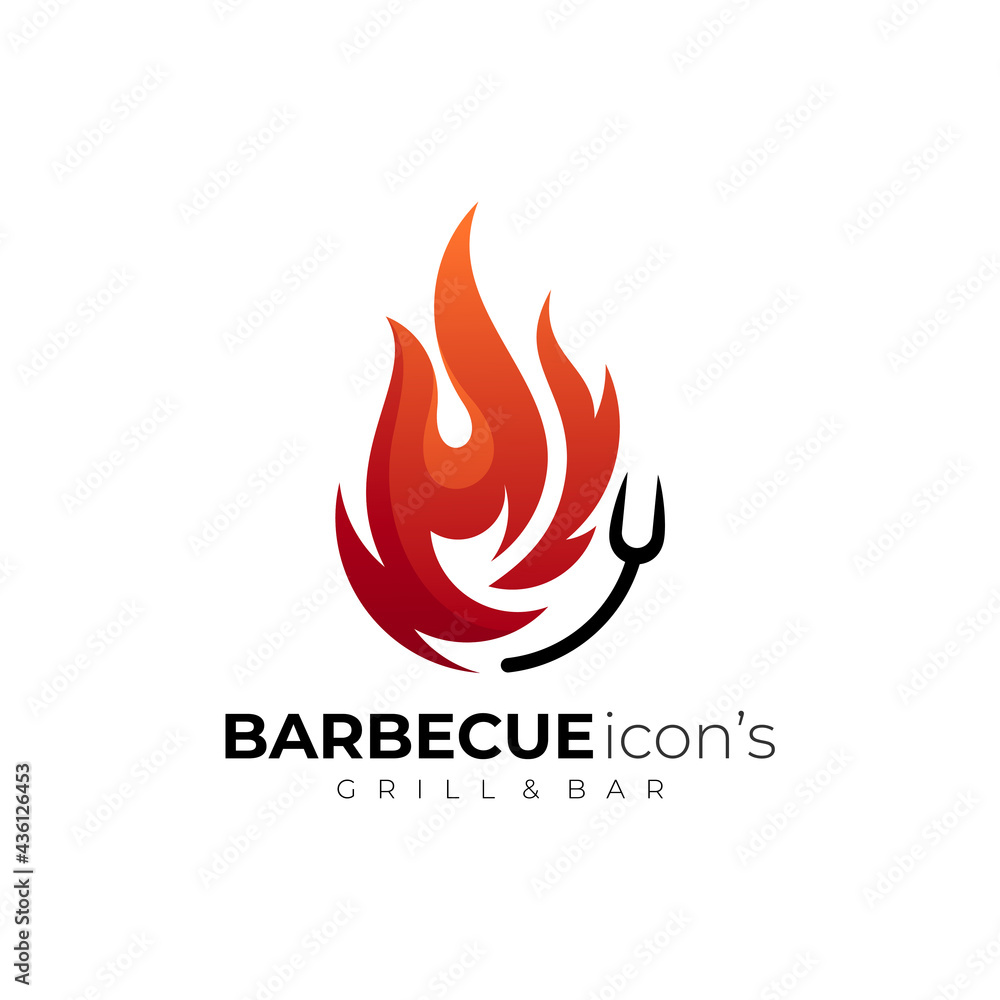Fire and barbecue icon template, simple icons Fire and barbecue icon template, simple icons