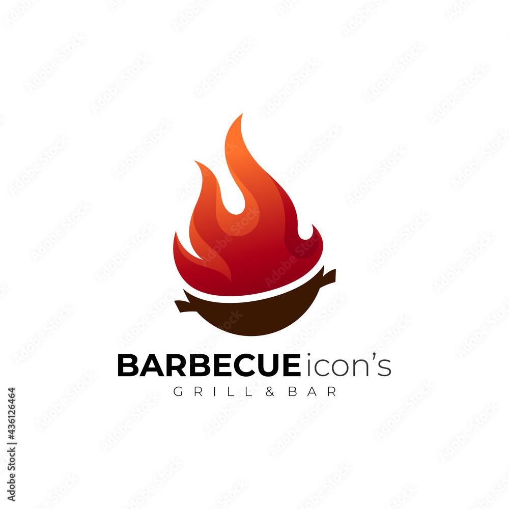 Abstract Barbecue logo with grill design vector Abstract Barbecue logo with grill design vector