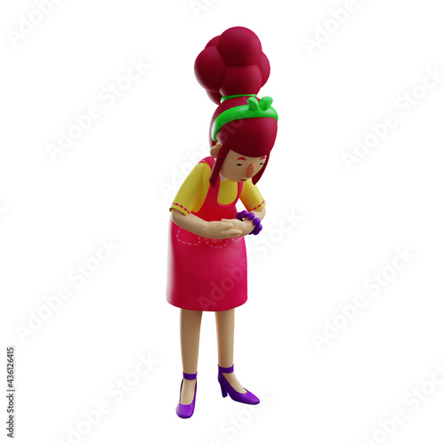 3D Mother Cartoon Character showing a begging pose
