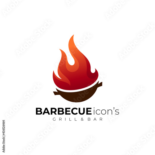 Abstract Barbecue logo with grill design vector